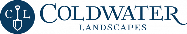 Coldwater Landscapes logo with shovel icon