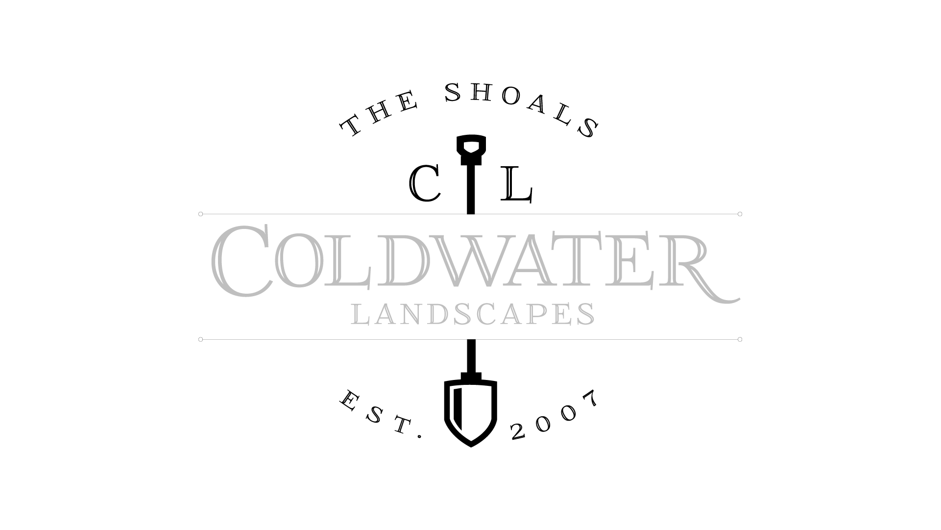 Coldwater Landscapes logo with shovel design