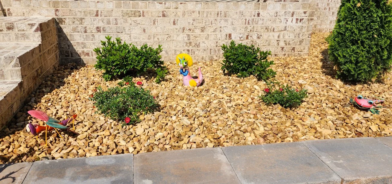 Colorful garden with whimsical decorations