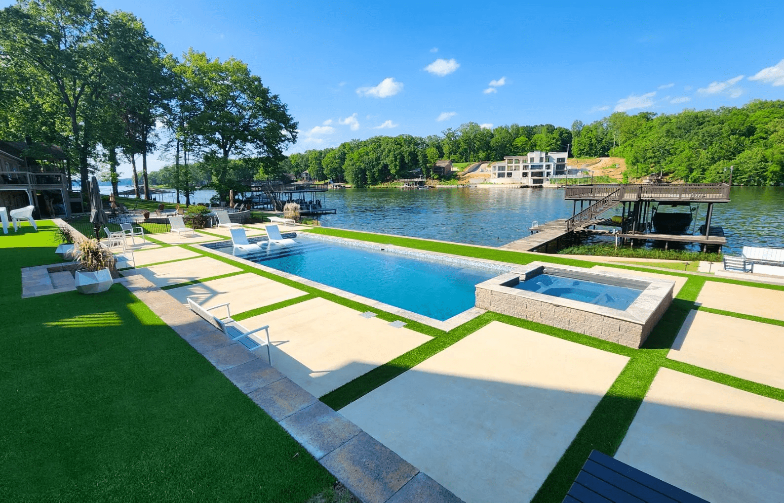 Luxury lakeside pool with modern design