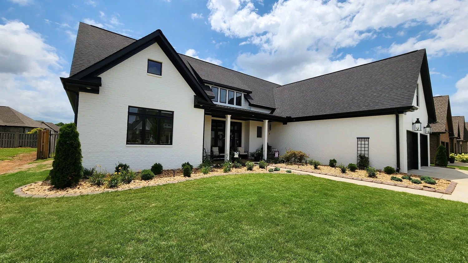 Modern house with landscaped front yard