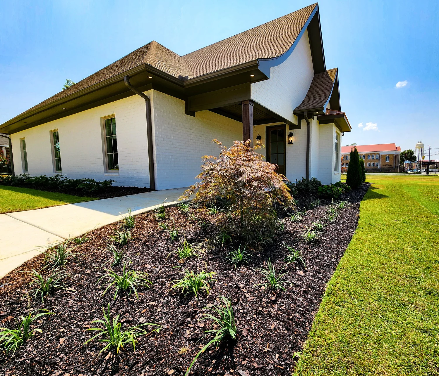 Modern house with landscaped garden