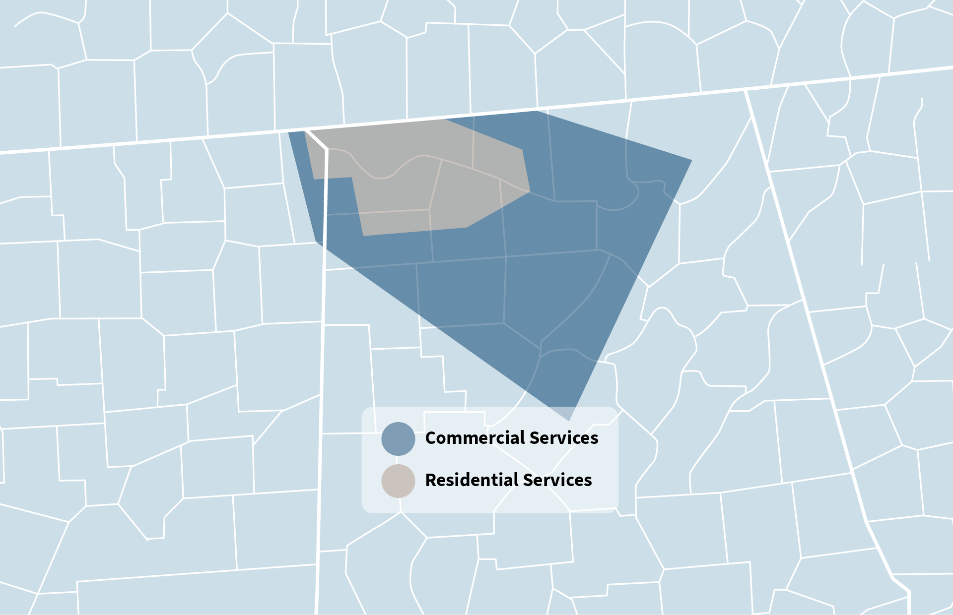 Map with commercial and residential zones