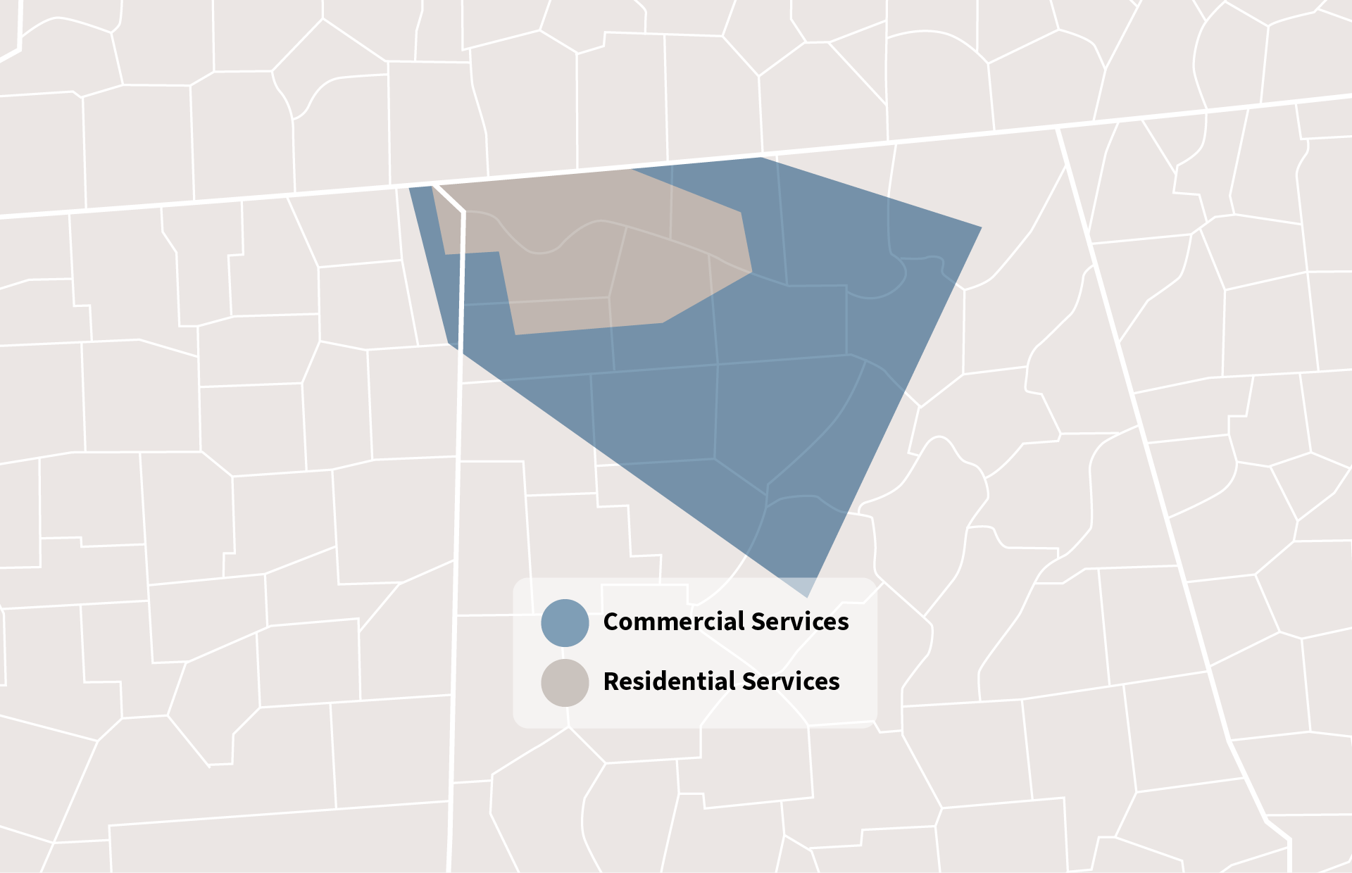 Map showing commercial and residential zones
