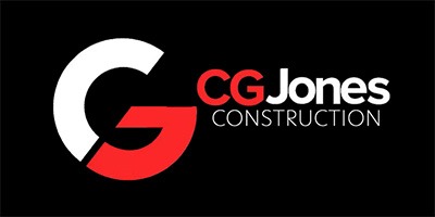CGJones Construction logo on black background