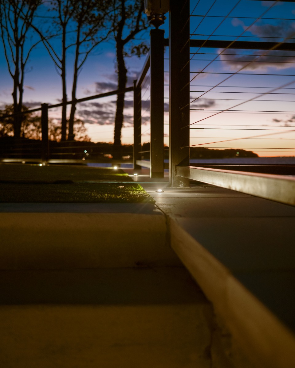 Modern railing at sunset view