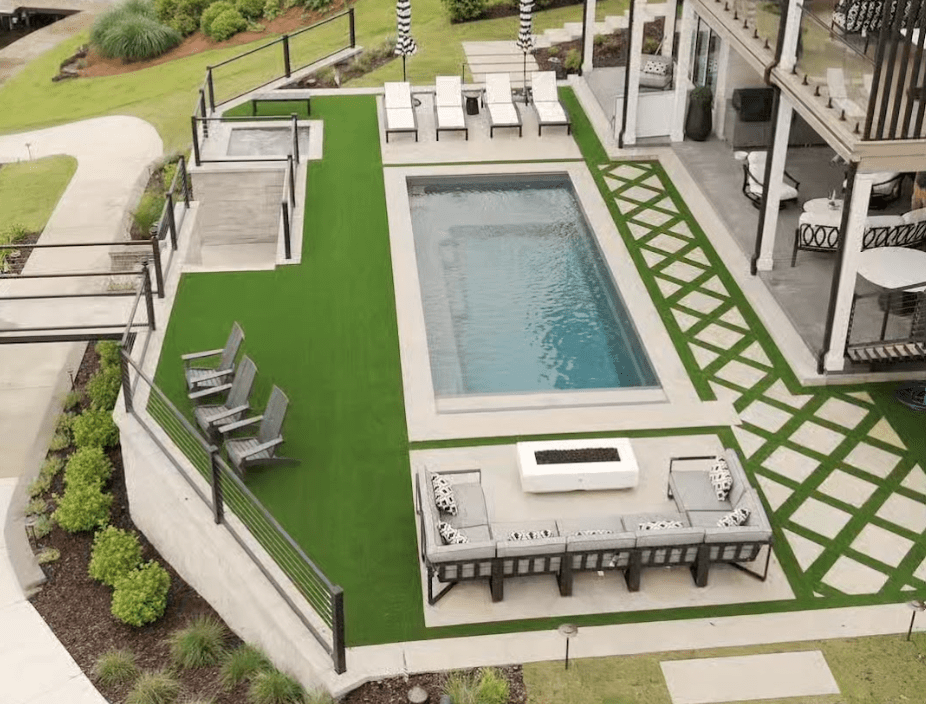 Modern backyard with pool and seating area