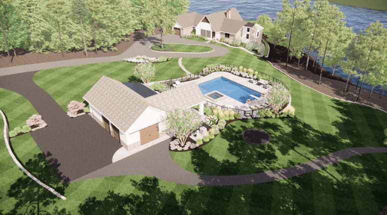 Beautiful backyard with pool and garden