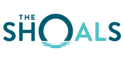 The Shoals logo with water reflection